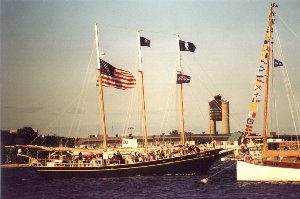 A tall ship in Boston Harbour